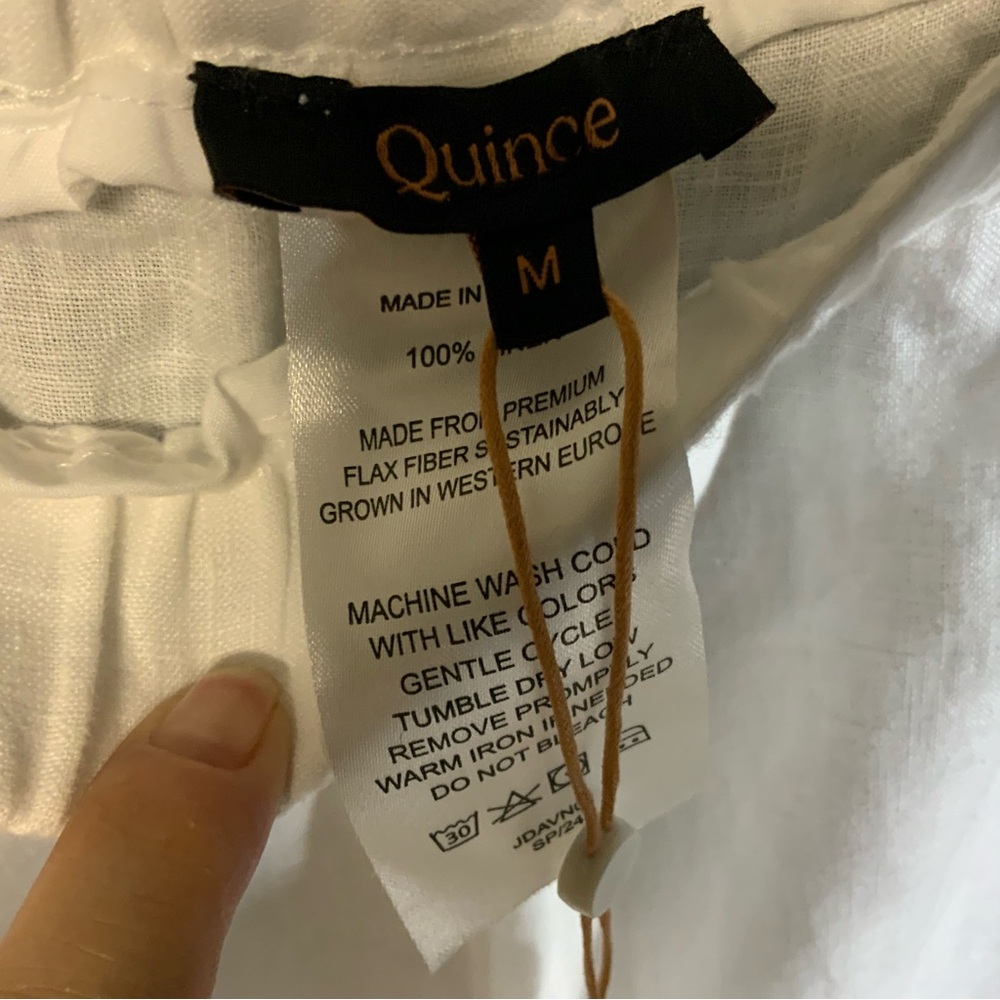 NWT Quince Women’s 100% Linen White Pants Medium - Picture 3 of 4